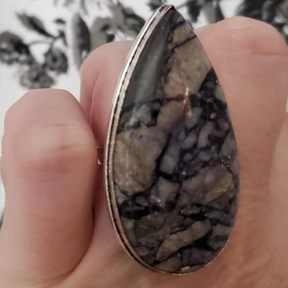 New Oversized Picasso Jasper 925 Silver Ring. - Picture 5 of 7